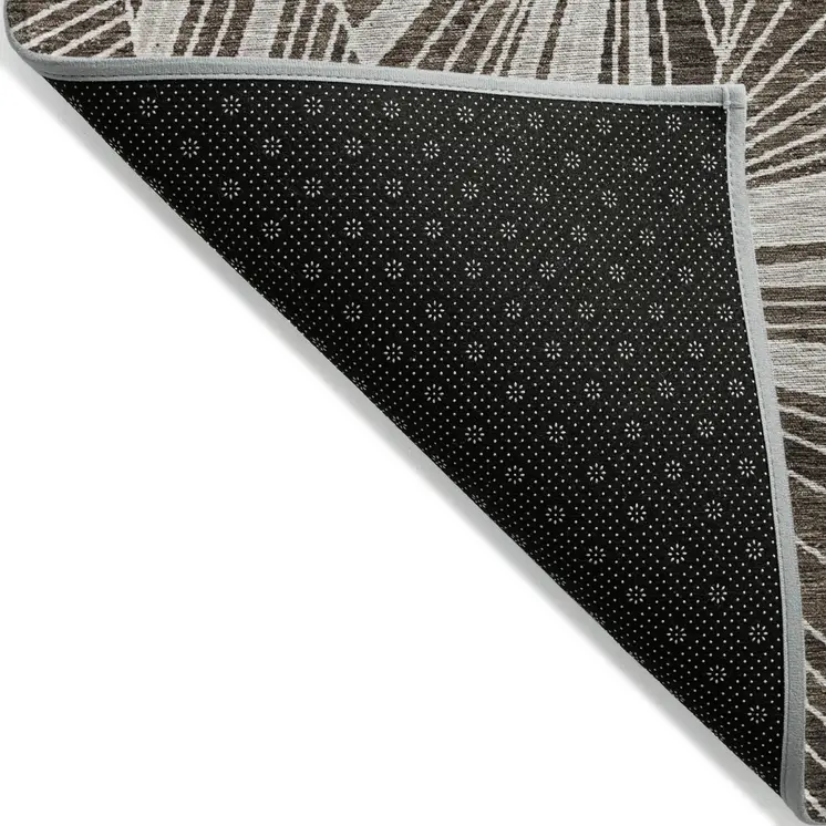 8' X 10' Brown And Beige Geometric Washable Indoor Outdoor Area Rug