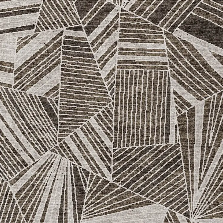 8' X 10' Brown And Beige Geometric Washable Indoor Outdoor Area Rug