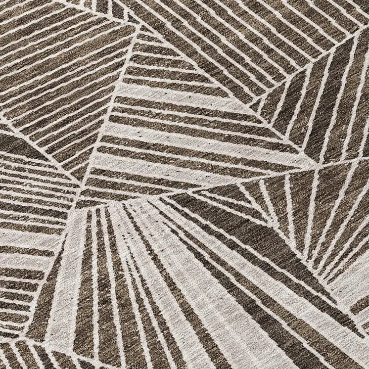 8' X 10' Brown And Beige Geometric Washable Indoor Outdoor Area Rug