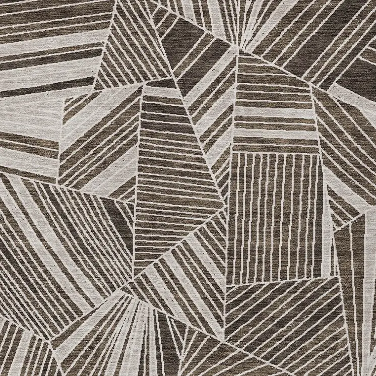 10' X 14' Brown And Beige Geometric Washable Indoor Outdoor Area Rug