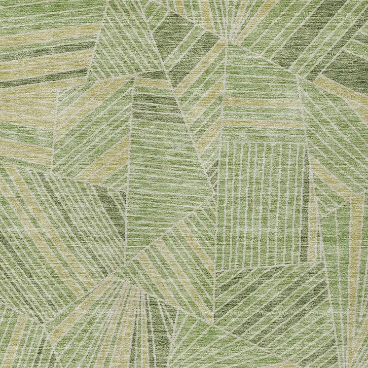 8' X 10' Green And Olive Green Geometric Washable Indoor Outdoor Area Rug