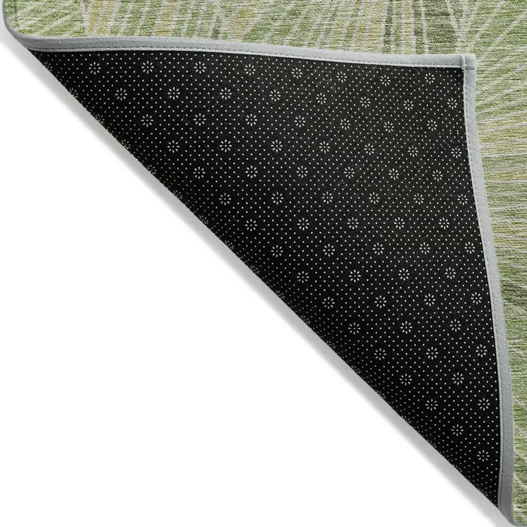 10' X 14' Green And Olive Green Geometric Washable Indoor Outdoor Area Rug