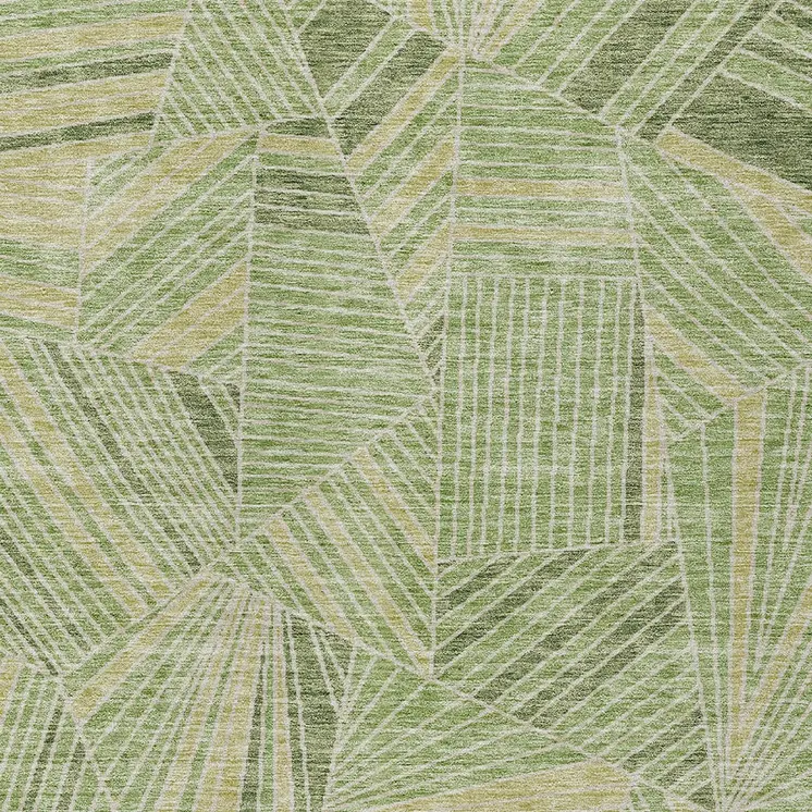 10' X 14' Green And Olive Green Geometric Washable Indoor Outdoor Area Rug