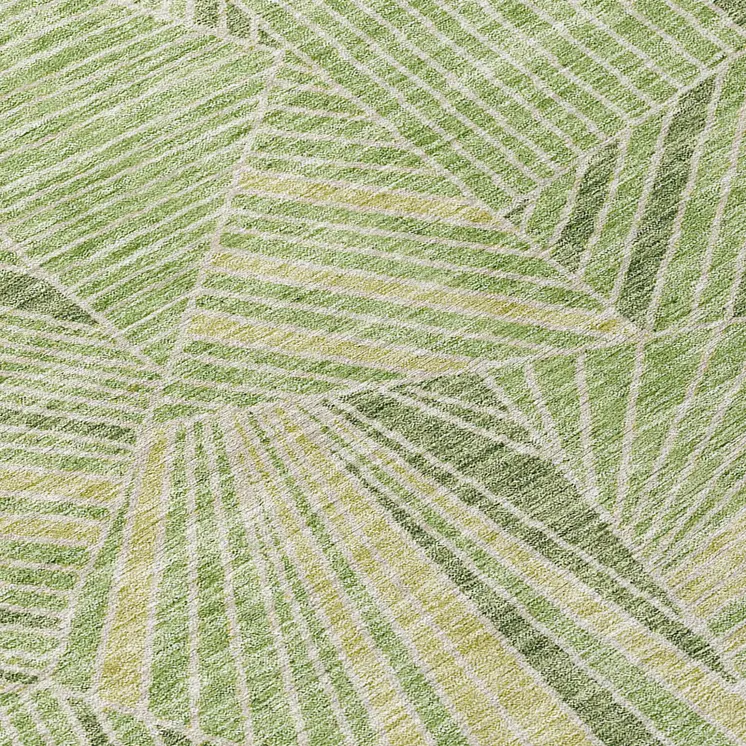 10' X 14' Green And Olive Green Geometric Washable Indoor Outdoor Area Rug