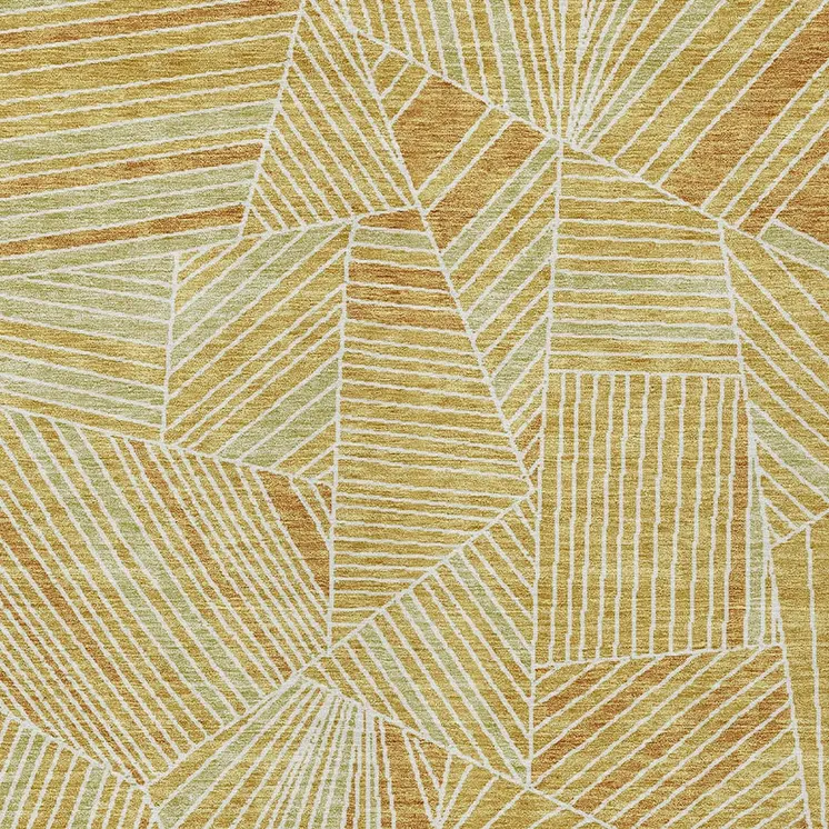10' X 14' Gold Copper And Brown Geometric Washable Indoor Outdoor Area Rug