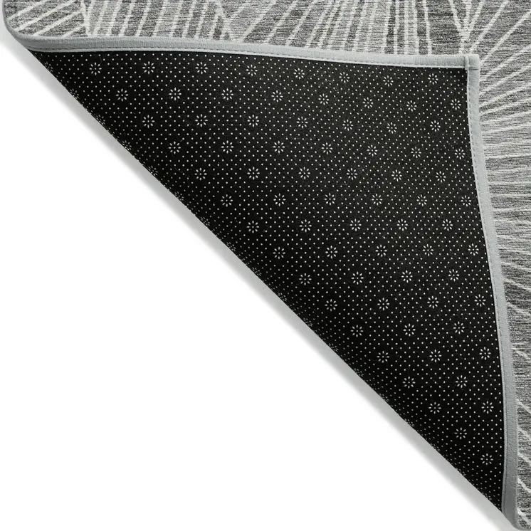 5' X 8' Gray And Ivory Geometric Washable Indoor Outdoor Area Rug