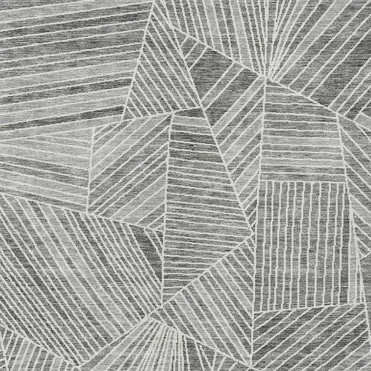 5' X 8' Gray And Ivory Geometric Washable Indoor Outdoor Area Rug