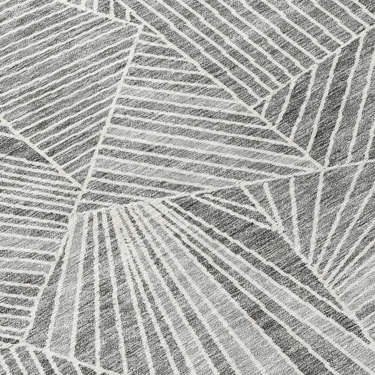 5' X 8' Gray And Ivory Geometric Washable Indoor Outdoor Area Rug