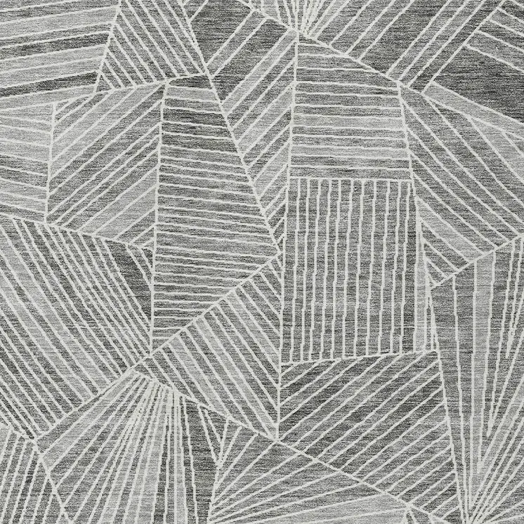 9' X 12' Gray And Ivory Geometric Washable Indoor Outdoor Area Rug
