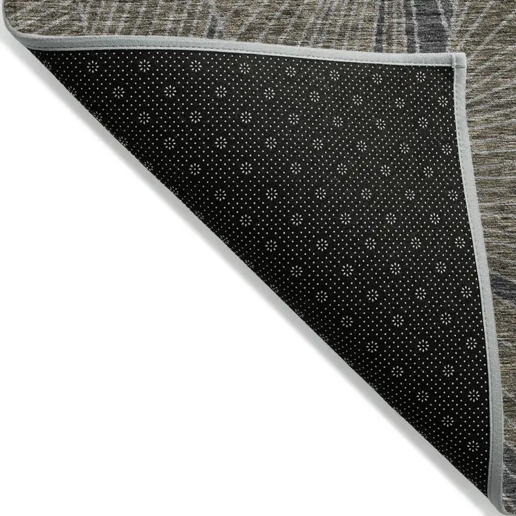 10' X 14' Brown Black And Gray Geometric Washable Indoor Outdoor Area Rug