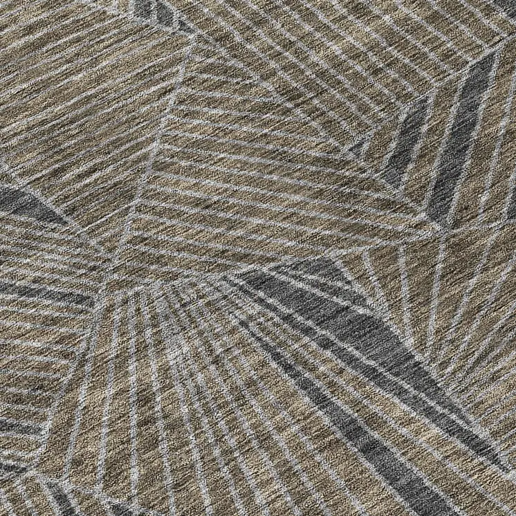 10' X 14' Brown Black And Gray Geometric Washable Indoor Outdoor Area Rug