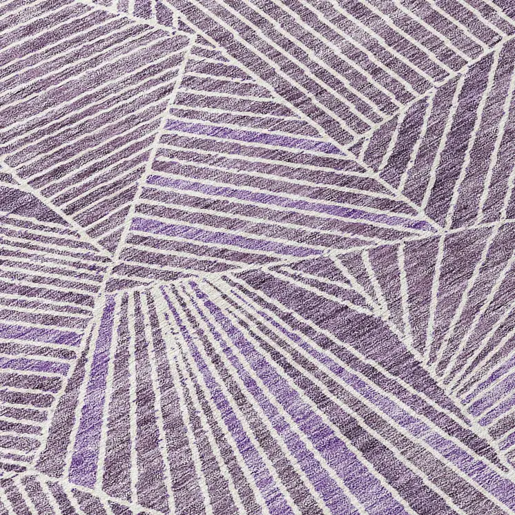 5' X 8' Purple And Ivory Geometric Washable Indoor Outdoor Area Rug