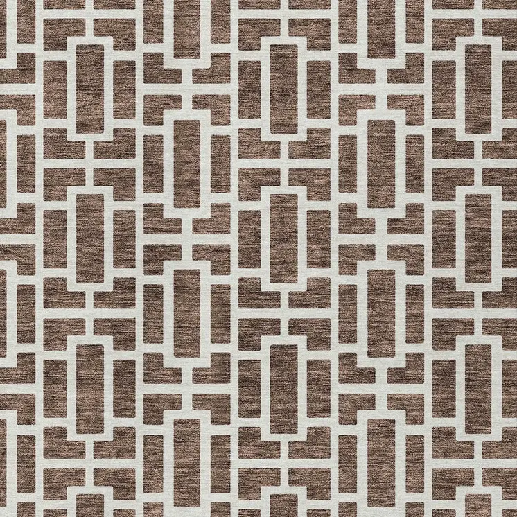 5' X 8' Brown And Beige Geometric Washable Indoor Outdoor Area Rug