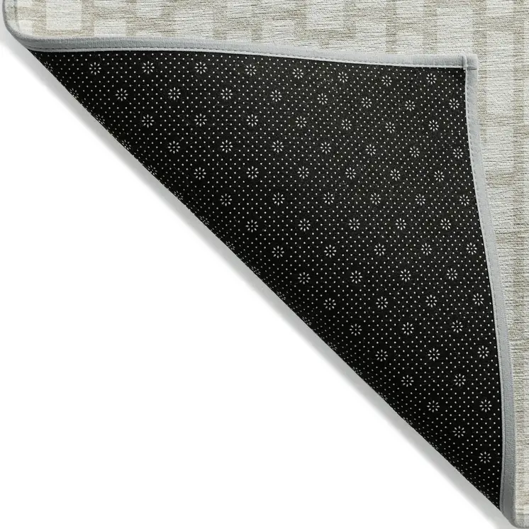 3' X 5' Ivory And Beige Geometric Washable Indoor Outdoor Area Rug