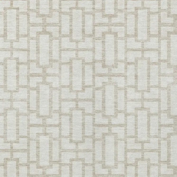 10' X 14' Ivory And Beige Geometric Washable Indoor Outdoor Area Rug