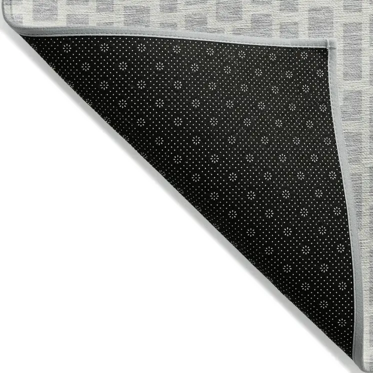 3' X 5' Silver And Gray Geometric Washable Indoor Outdoor Area Rug