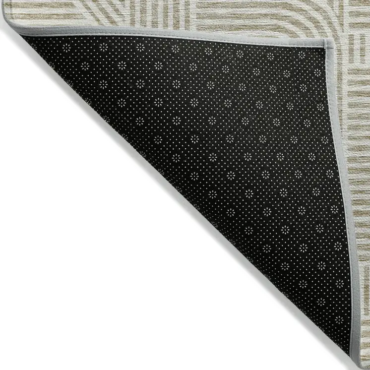 3' X 5' Beige And Brown Abstract Washable Indoor Outdoor Area Rug