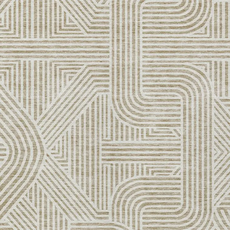8' X 10' Beige And Brown Abstract Washable Indoor Outdoor Area Rug