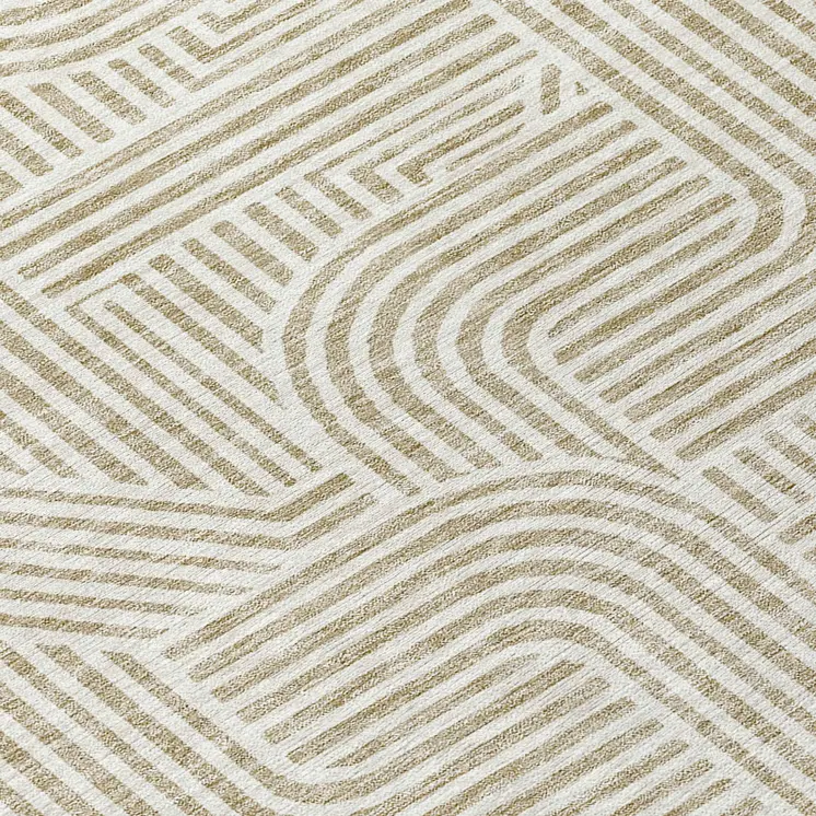 8' X 10' Beige And Brown Abstract Washable Indoor Outdoor Area Rug