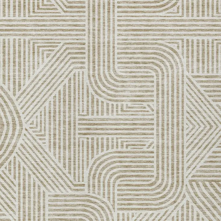 9' X 12' Beige And Brown Abstract Washable Indoor Outdoor Area Rug