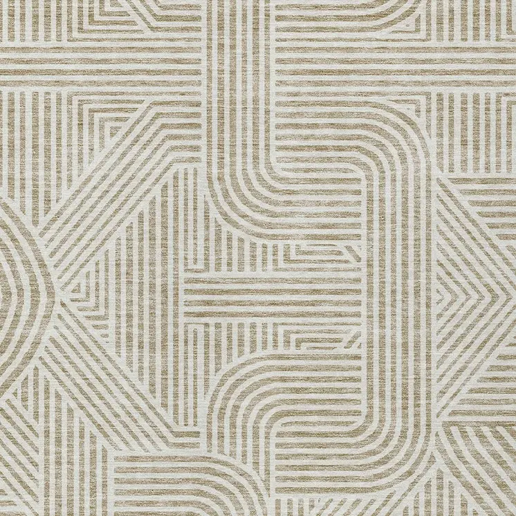 10' X 14' Beige And Brown Abstract Washable Indoor Outdoor Area Rug