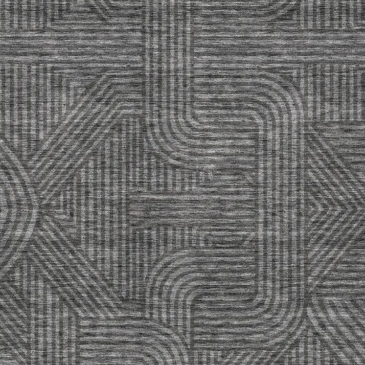 3' X 5' Charcoal And Gray Abstract Washable Indoor Outdoor Area Rug