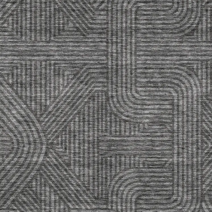 8' X 10' Charcoal And Gray Abstract Washable Indoor Outdoor Area Rug
