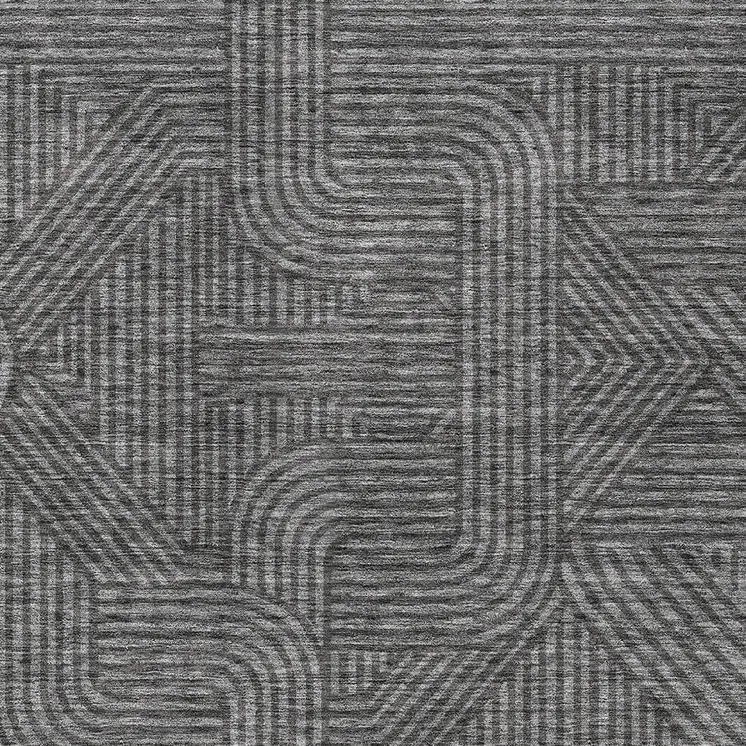 9' X 12' Charcoal And Gray Abstract Washable Indoor Outdoor Area Rug