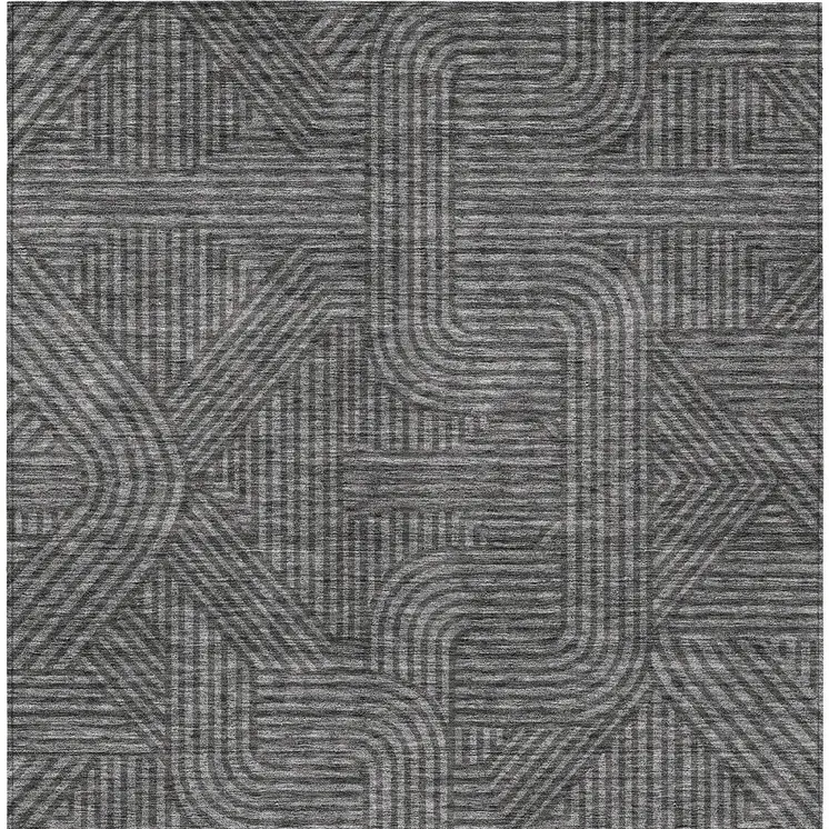 10' X 14' Charcoal And Gray Abstract Washable Indoor Outdoor Area Rug
