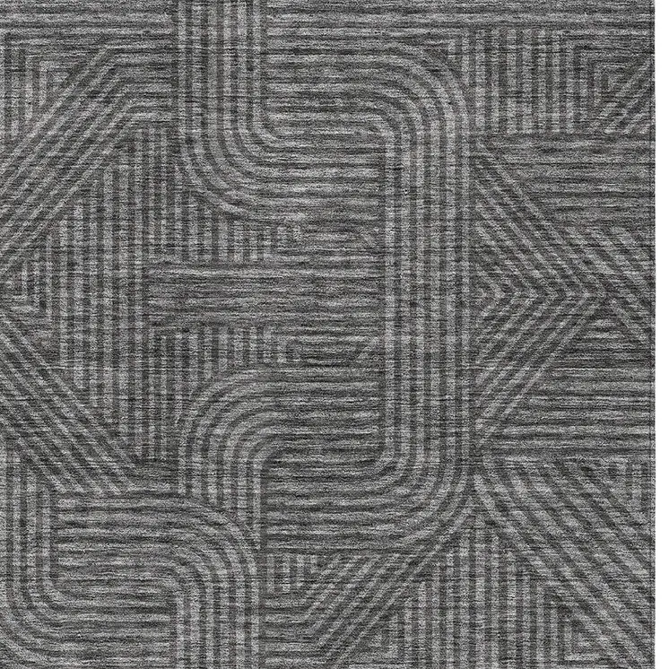 10' X 14' Charcoal And Gray Abstract Washable Indoor Outdoor Area Rug