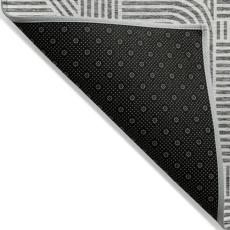 8' X 10' Gray And Ivory Abstract Washable Indoor Outdoor Area Rug