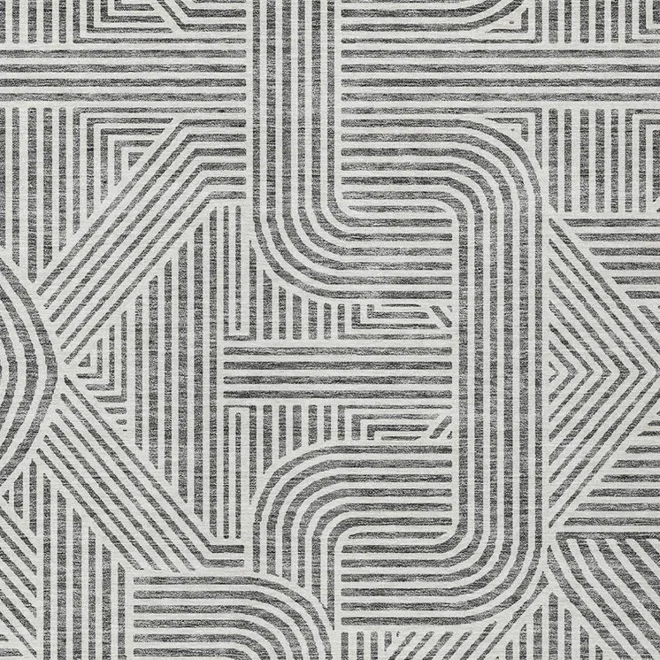 9' X 12' Gray And Ivory Abstract Washable Indoor Outdoor Area Rug