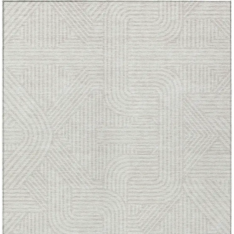 9' X 12' Ivory And Gray Abstract Washable Indoor Outdoor Area Rug