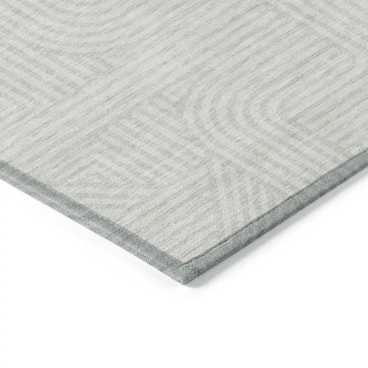 9' X 12' Ivory And Gray Abstract Washable Indoor Outdoor Area Rug