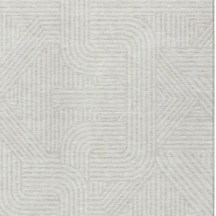 10' X 14' Ivory And Gray Abstract Washable Indoor Outdoor Area Rug