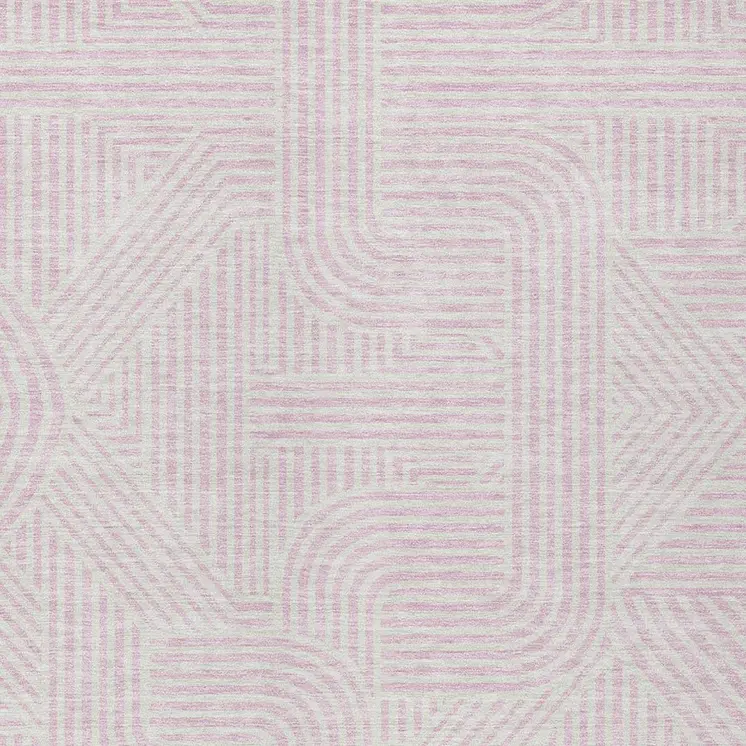 3' X 5' Pink And Ivory Abstract Washable Indoor Outdoor Area Rug