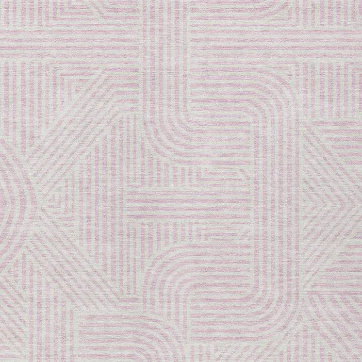 9' X 12' Pink And Ivory Abstract Washable Indoor Outdoor Area Rug