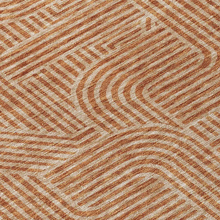 9' X 12' Terra Cotta And Brown Abstract Washable Indoor Outdoor Area Rug