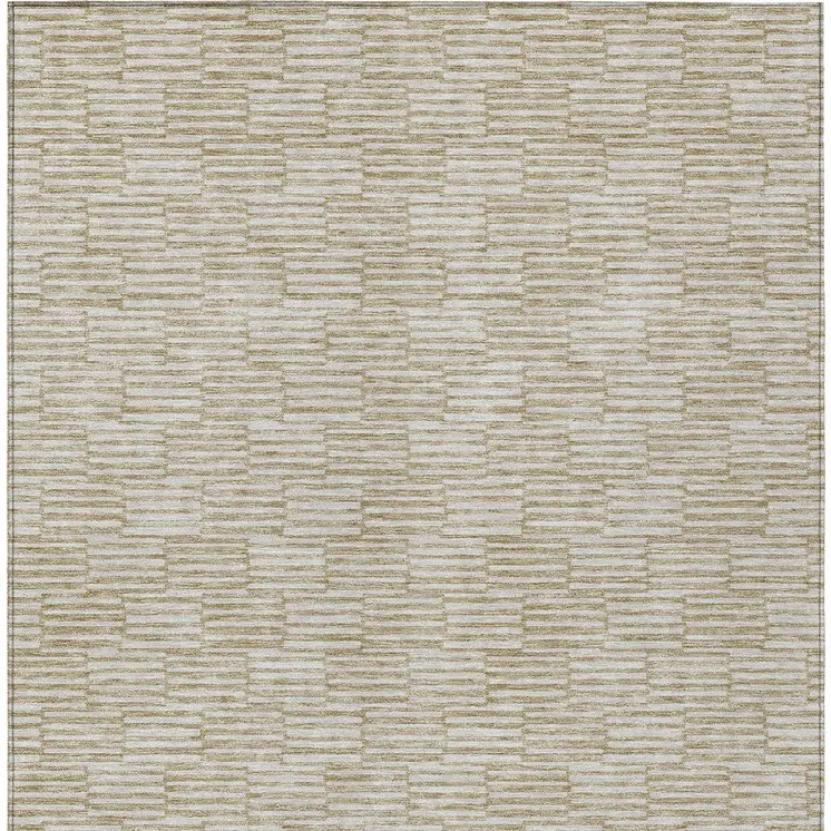 3' X 5' Beige And Ivory Geometric Washable Indoor Outdoor Area Rug