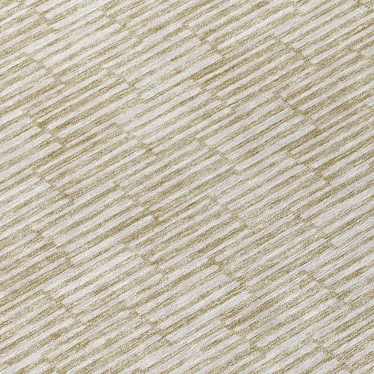 8' Beige And Ivory Round Geometric Washable Indoor Outdoor Area Rug