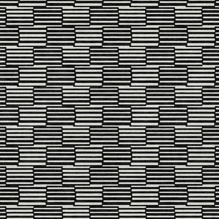 10' X 14' Black And Ivory Geometric Washable Indoor Outdoor Area Rug