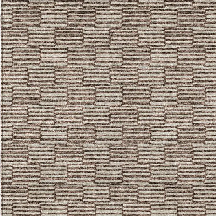 10' X 14' Brown And Beige Geometric Washable Indoor Outdoor Area Rug