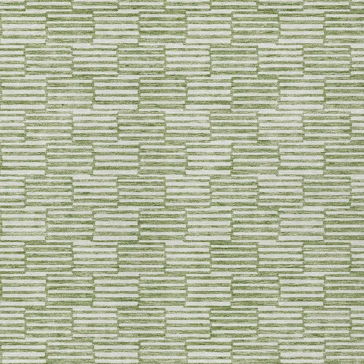 5' X 8' Green And Ivory Geometric Washable Indoor Outdoor Area Rug