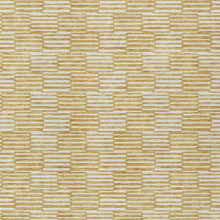 3' X 5' Gold And Beige Geometric Washable Indoor Outdoor Area Rug