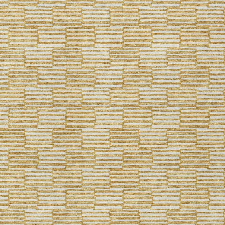 5' X 8' Gold And Beige Geometric Washable Indoor Outdoor Area Rug