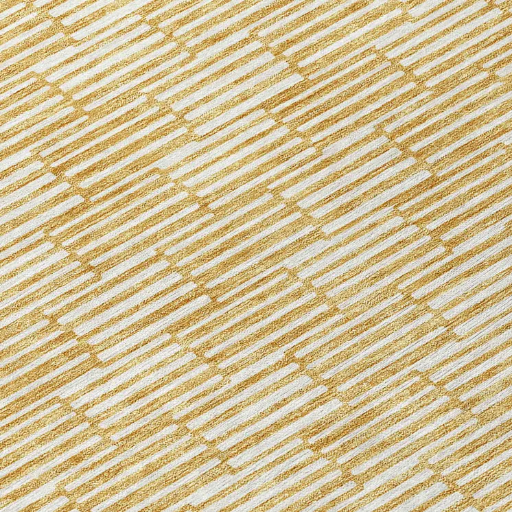 8' X 10' Gold And Beige Geometric Washable Indoor Outdoor Area Rug