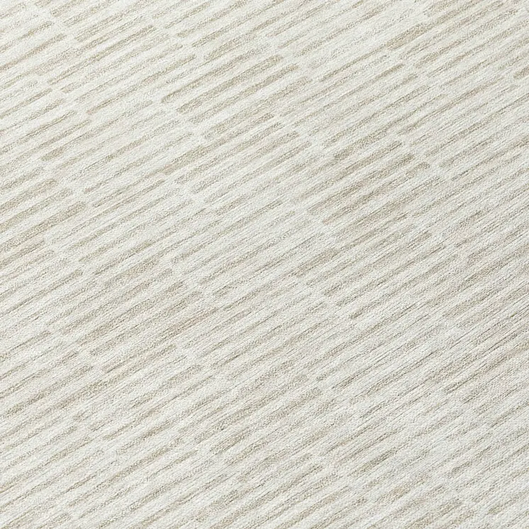 8' Ivory And Beige Round Geometric Washable Indoor Outdoor Area Rug