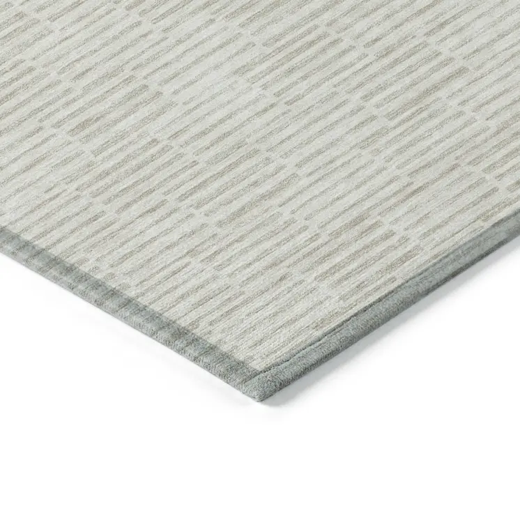 10' X 14' Ivory And Beige Geometric Washable Indoor Outdoor Area Rug