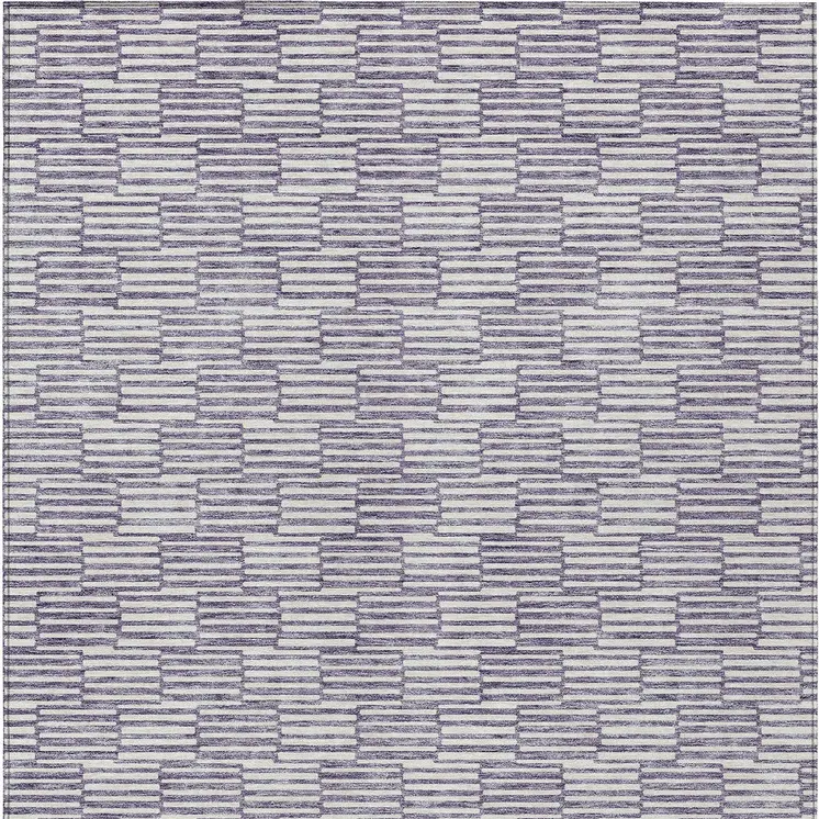 5' X 8' Lilac And Ivory Geometric Washable Indoor Outdoor Area Rug