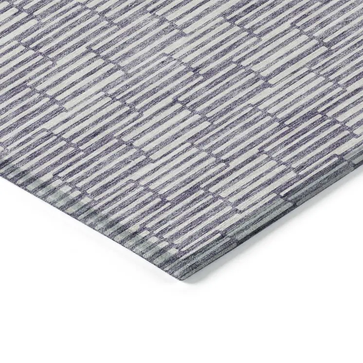 8' X 10' Lilac And Ivory Geometric Washable Indoor Outdoor Area Rug
